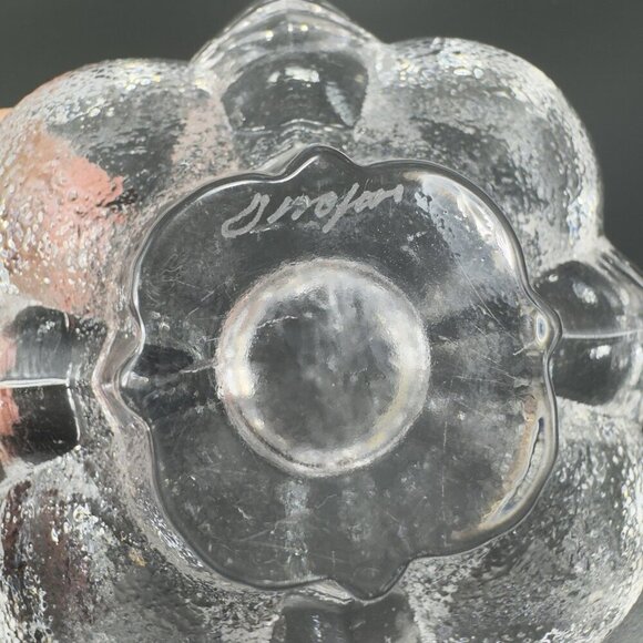 Orrefors Sweden Textured Scalloped Votive Candle Holder Clear Signed Glass VTG - Picture 3 of 15